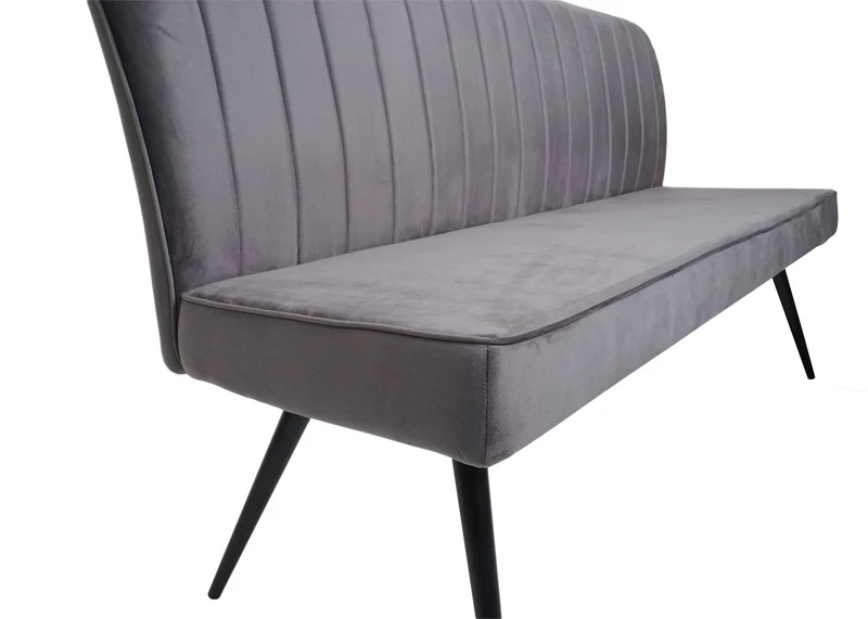 Banc canapé de salle à manger rembourré avec dossier en velours gris foncé et métal 160 cm 04_0005856