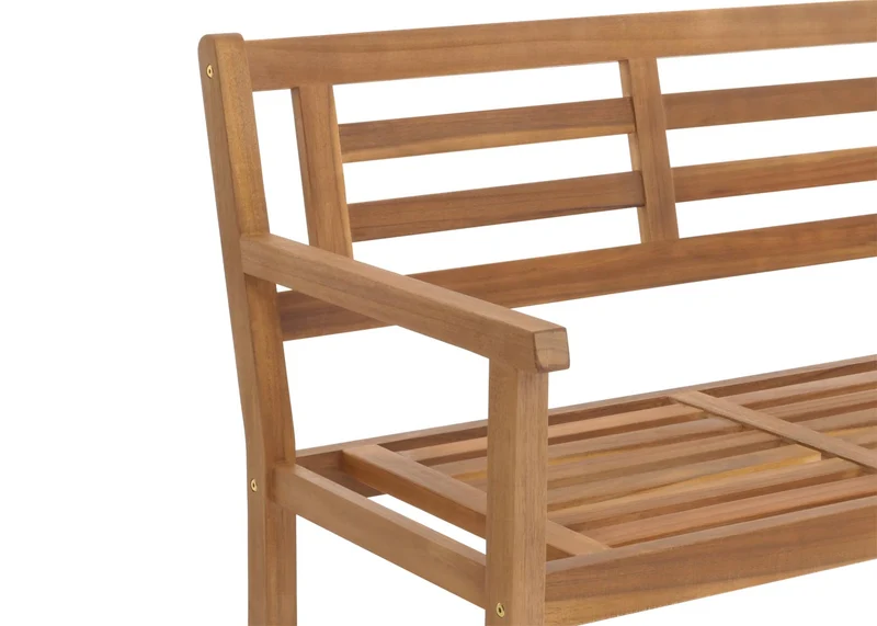 Banc de jardin en bois d'acacia massif avec dossier et accoudoirs sans coussins 04_0005835