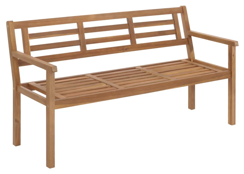 Banc de jardin en bois d'acacia massif avec dossier et accoudoirs sans coussins 04_0005835