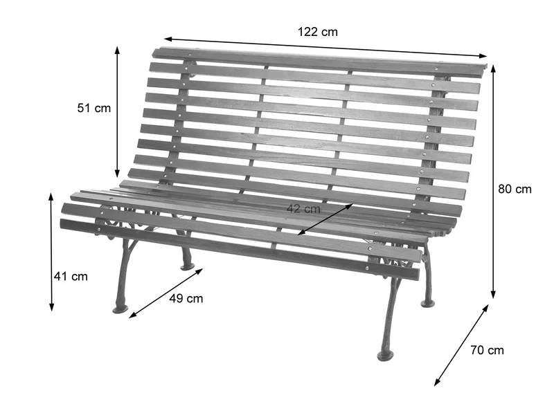 Banc de jardin avec dossier en bois marron 2 places 122 cm 22kg 04_0005833