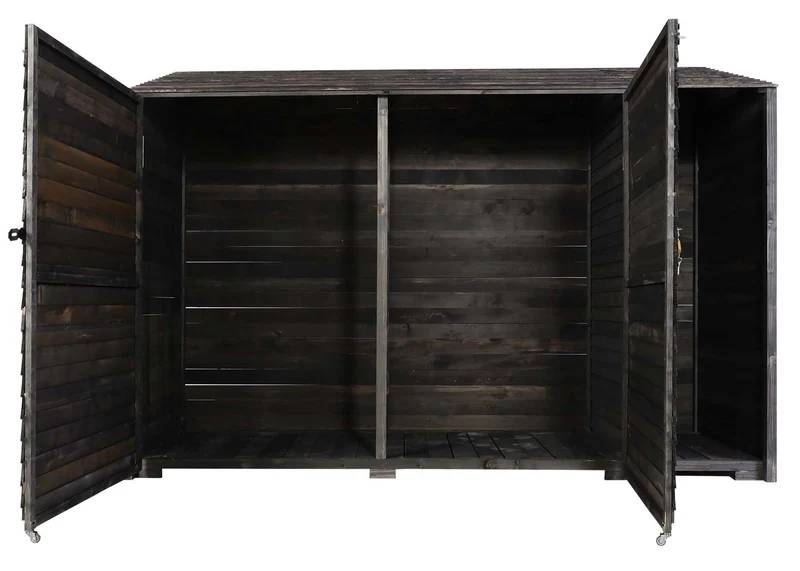 Abri de jardin armoire à outils vélo bûches rangement divers en bois teinté 180x250x93 cm gris anthracite 04_0005741