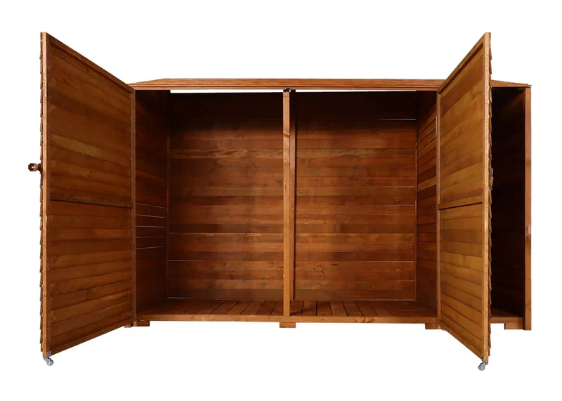 Abri de jardin armoire à outils vélo bûches rangement divers en bois teinté 180x250x93 cm couleur naturelle 04_0005740