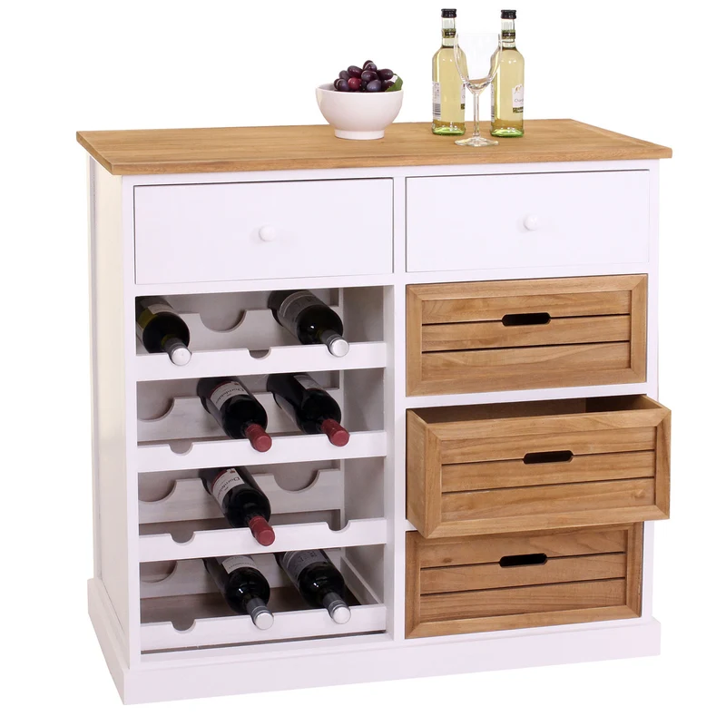 Casier à vin casier pour 12 bouteilles avec tiroirs style rustique 86x87x37cm 04_0004316