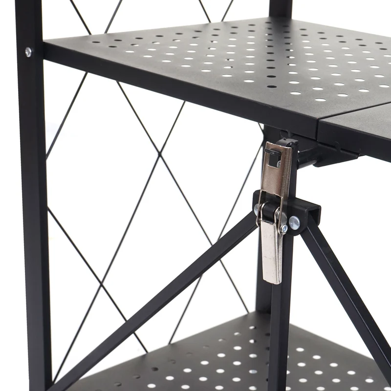 Etagère hwc-j85 étagère sur pied étagère de séjour pliable/pliable acier noir 4 niveau x 04_0006781