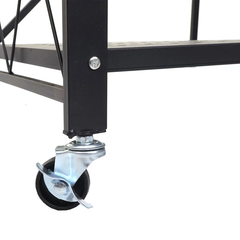 Etagère hwc-j85 étagère sur pied étagère de séjour pliable/pliable acier noir 4 niveau x 04_0006781