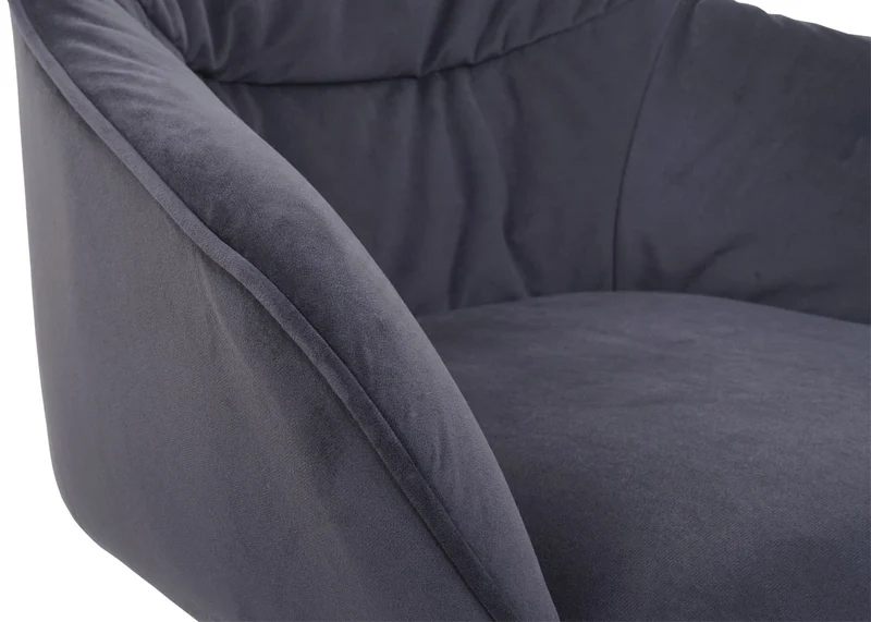 Chaise de salle à manger x1 rembourrée avec accoudoir rotatif en métal tissu gris 04_0006326