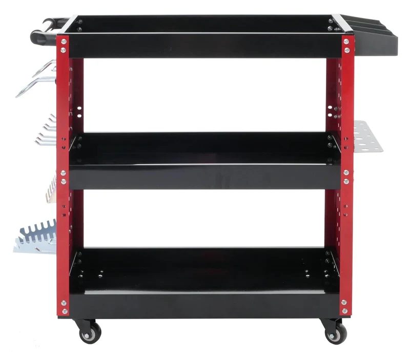 Chariot à outils chariot d'atelier roues poignée 3 zones de rangement 73x90x35 cm acier rouge 04_0006409