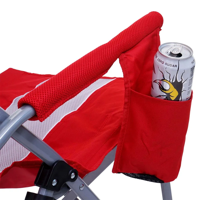 Chaise de camping pliable pêche avec porte-gobelet housse de protection lavable tissu rouge 04_0006244