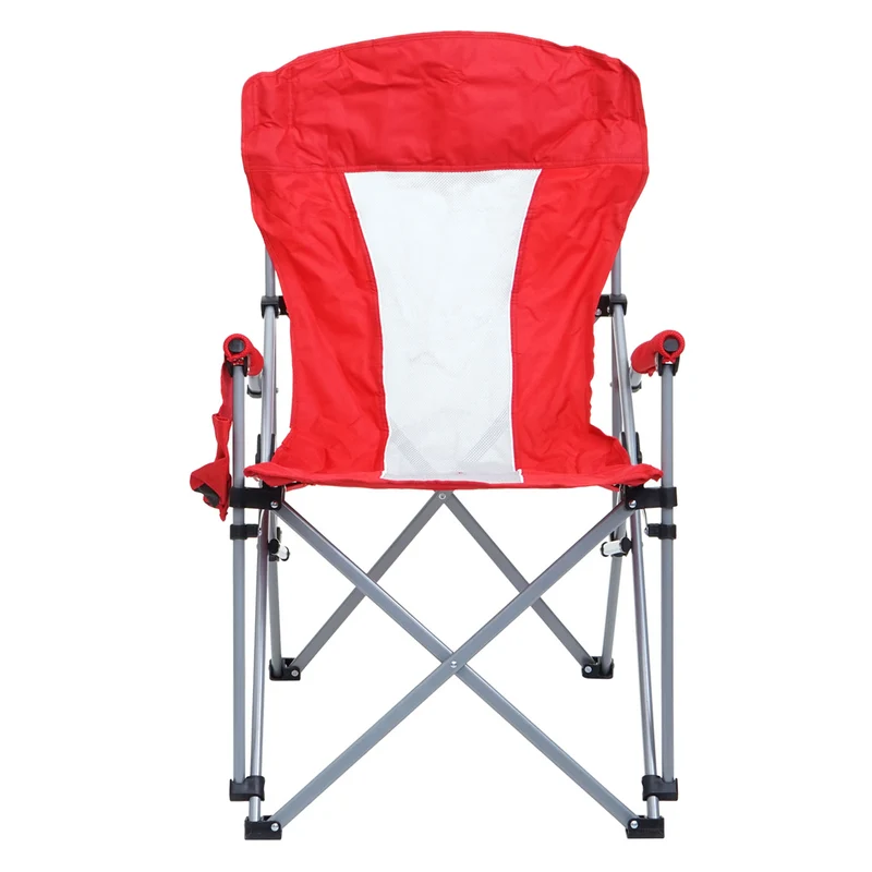 Chaise de camping pliable pêche avec porte-gobelet housse de protection lavable tissu rouge 04_0006244
