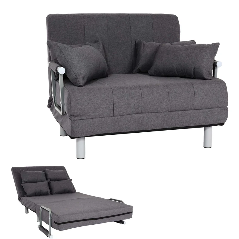 Fauteuil de couchage canapé-lit lit d'appoint relaxation surface de couchage 97x186 cm tissu gris foncé 04_0006260