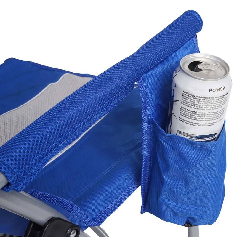 Chaise de camping pliable pêche avec porte-gobelet housse de protection lavable tissu bleu 04_0006243