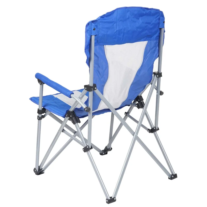 Chaise de camping pliable pêche avec porte-gobelet housse de protection lavable tissu bleu 04_0006243