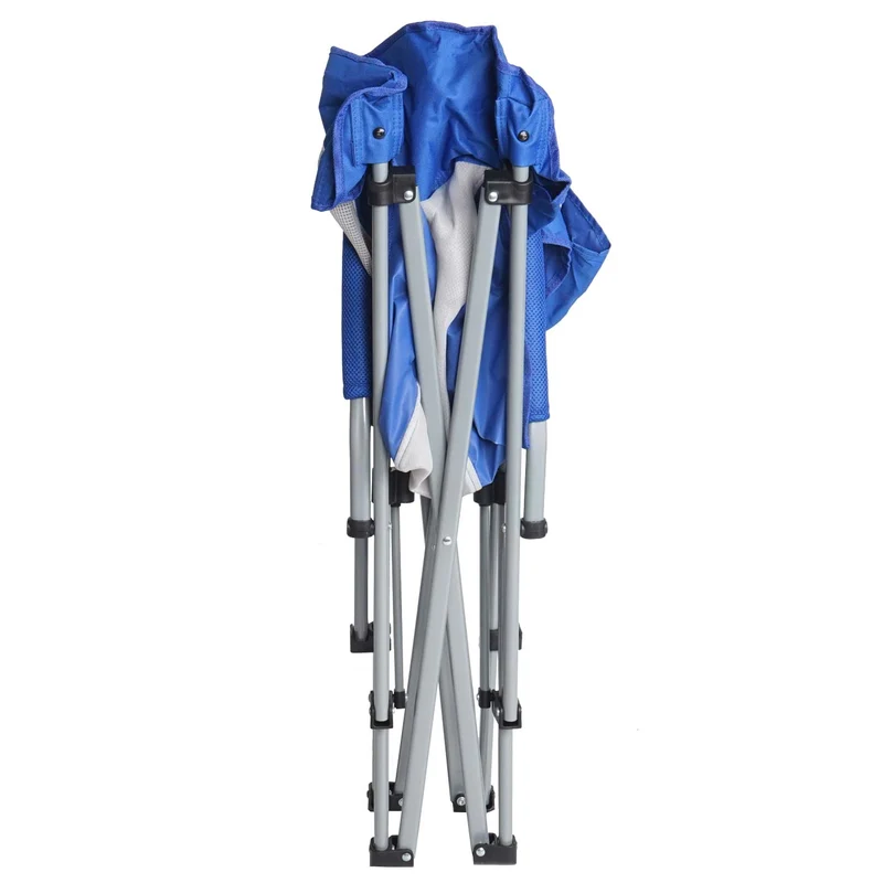 Chaise de camping pliable pêche avec porte-gobelet housse de protection lavable tissu bleu 04_0006243