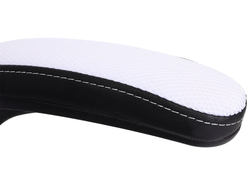 Chaise de bureau pivotante avec accoudoir réglable en hauteur PVC noir et blanc 04_0006226