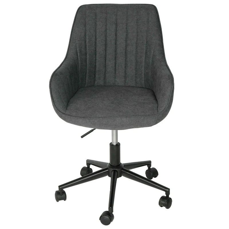 Chaise de bureau pivotante avec accoudoirs en tissu anthracite coutures décoratives 04_0006209