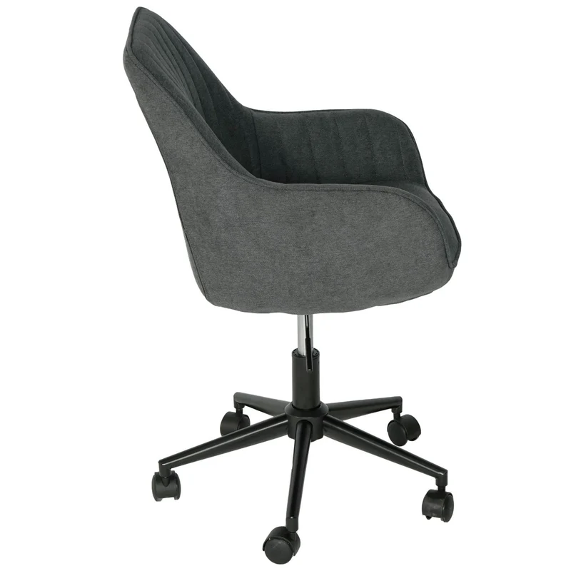 Chaise de bureau pivotante avec accoudoirs en tissu anthracite coutures décoratives 04_0006209