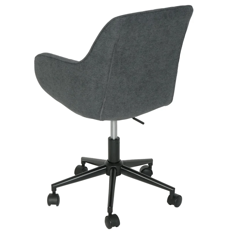 Chaise de bureau pivotante avec accoudoirs en tissu anthracite coutures décoratives 04_0006209