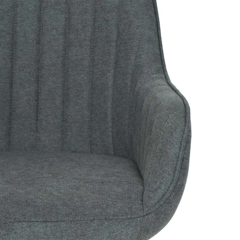 Chaise de bureau pivotante avec accoudoirs en tissu anthracite coutures décoratives 04_0006209