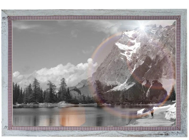 Cadre photo mural pour format photo 30x45 cm aspect vintage rustique en bois de pin marron 04_0006095