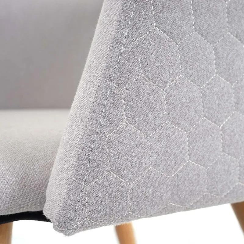 Lot de 6 chaises de salle à manger design rétro accoudoirs avec coutures décoratives tissu/textile gris clair 04_0000807