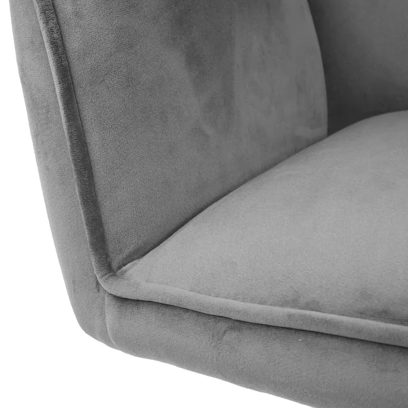 Lot de 6 chaises de salle à manger rotative avec accoudoirs en velours gris foncé cadre trépied noir 04_0000863