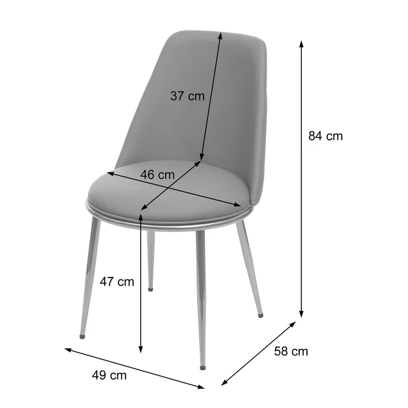 Lot de 2 chaises de salle à manger en velours gris assise et dossier arrondis pieds noirs 04_0000409