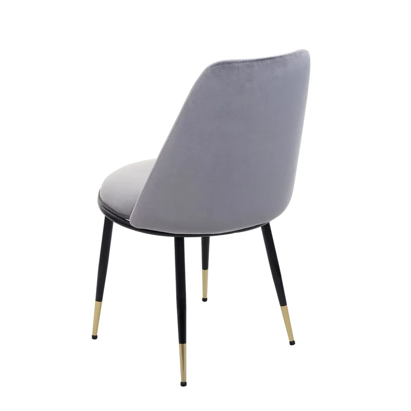 Lot de 2 chaises de salle à manger en velours gris assise et dossier arrondis pieds noirs 04_0000409