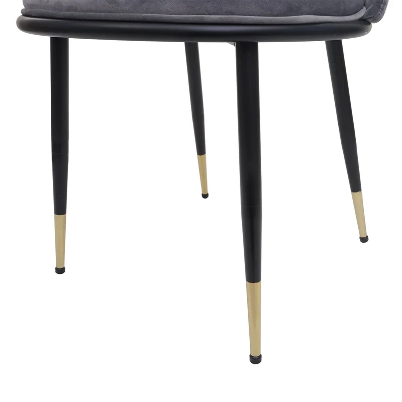Lot de 2 chaises de salle à manger en velours gris assise et dossier arrondis pieds noirs 04_0000409