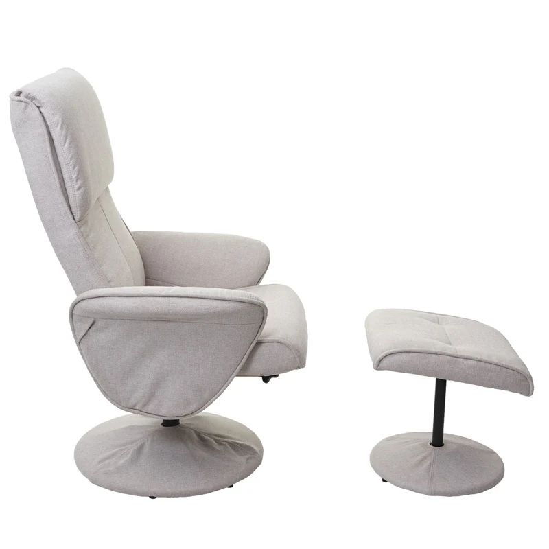 Fauteuil de relaxation TV avec repose-pieds design Chesterfield pivotant en PVC blanc 04_0003105