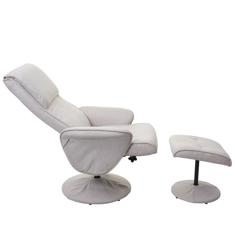 Fauteuil de relaxation TV avec repose-pieds design Chesterfield pivotant en PVC blanc 04_0003105