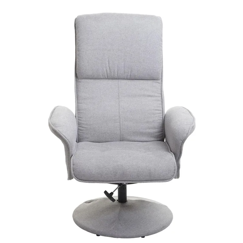 Fauteuil de relaxation TV avec repose-pieds design Chesterfield pivotant en tissu gris clair 04_0003104