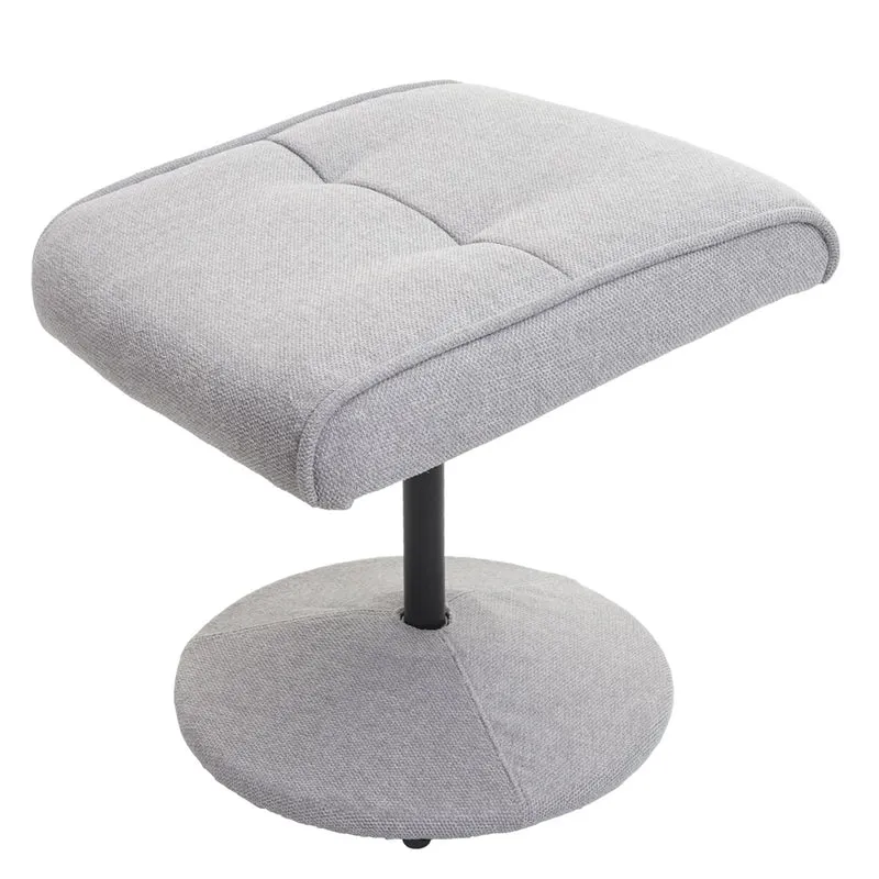 Fauteuil de relaxation TV avec repose-pieds design Chesterfield pivotant en tissu gris clair 04_0003104
