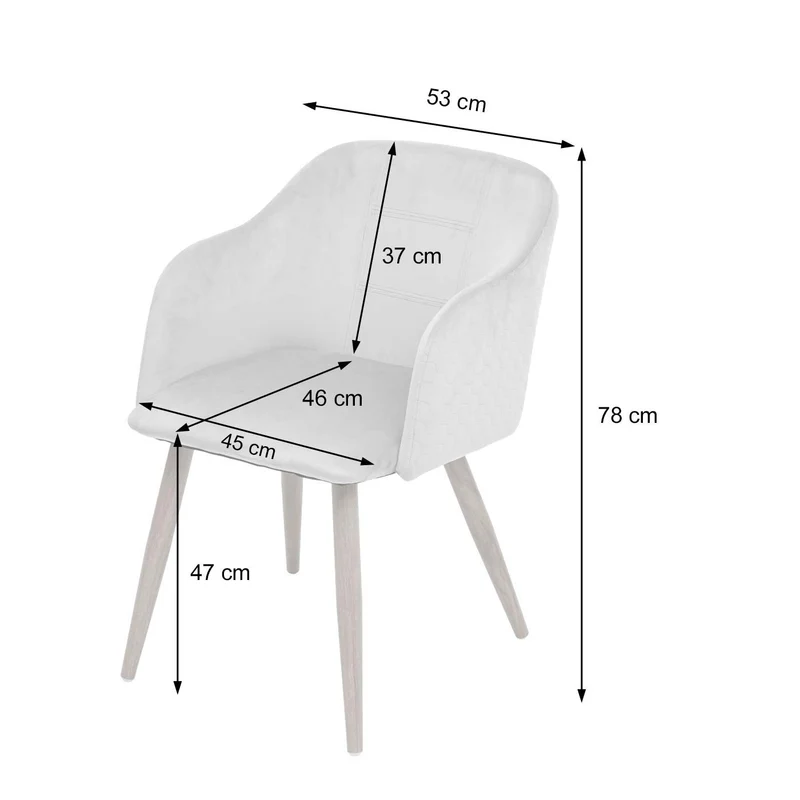 Chaise de salle à manger x1 design rétro accoudoirs tissu/textile crème-beige 04_0002219