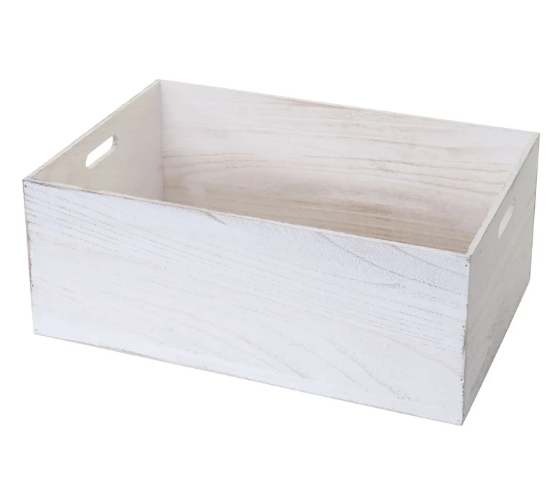 Lot de 6 caisses en bois boite de rangement décorative en bois blanc vieilli 04_0003014