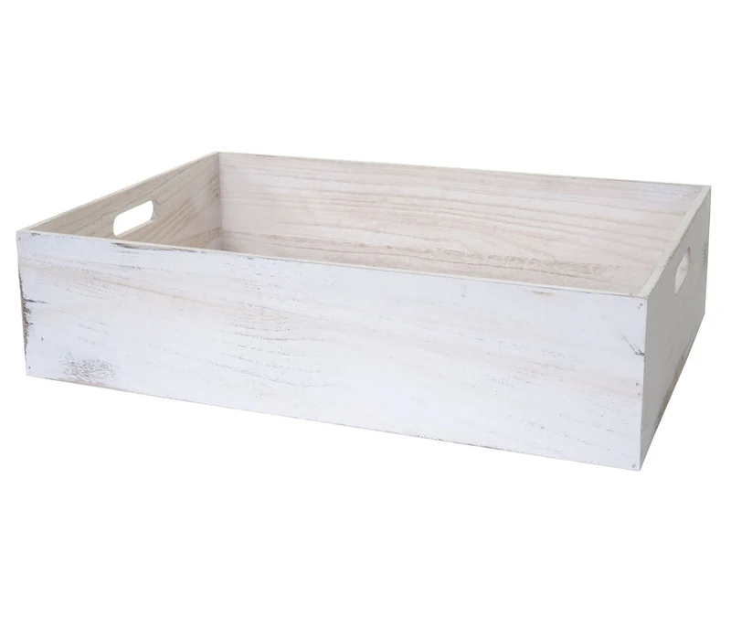 Lot de 6 caisses en bois boite de rangement décorative en bois blanc vieilli 04_0003014