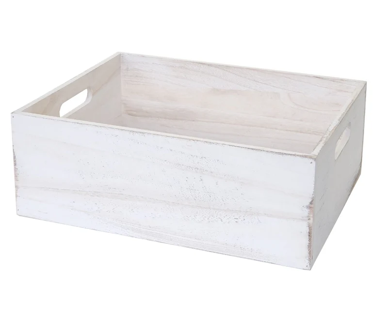 Lot de 6 caisses en bois boite de rangement décorative en bois blanc vieilli 04_0003014