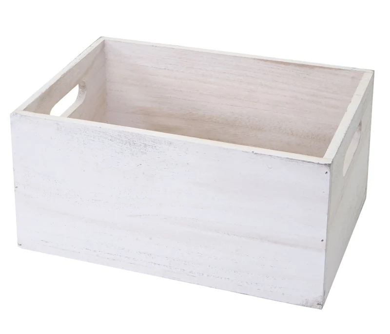 Lot de 6 caisses en bois boite de rangement décorative en bois blanc vieilli 04_0003014