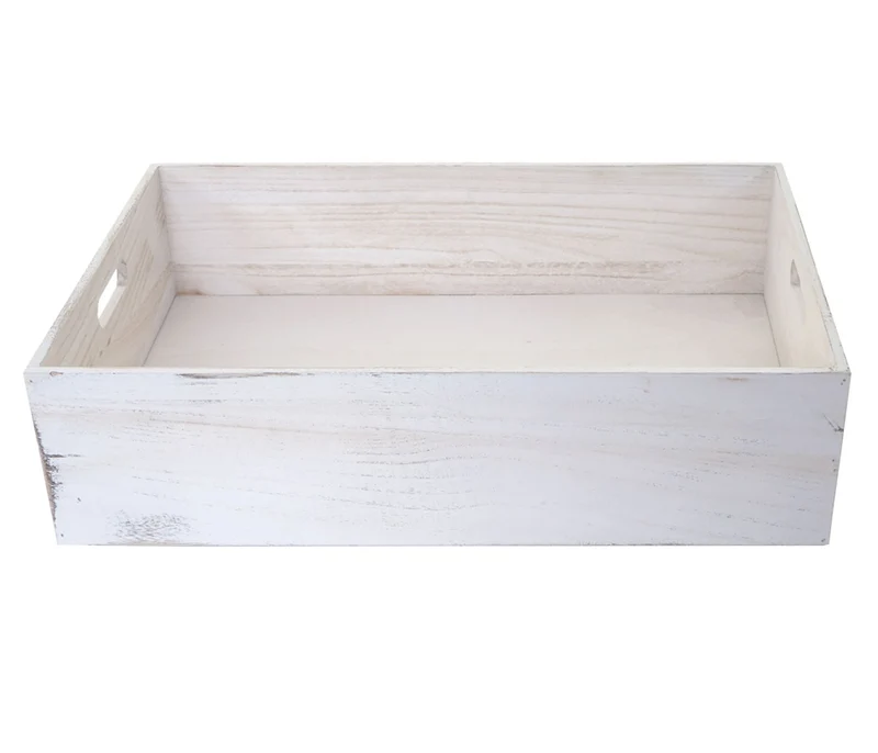Lot de 6 caisses en bois boite de rangement décorative en bois blanc vieilli 04_0003014