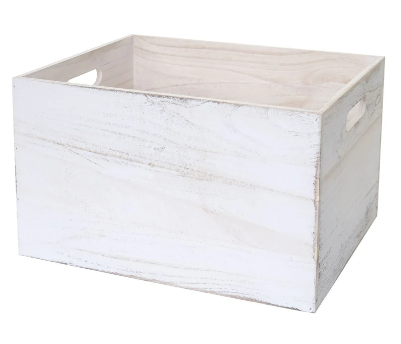 Lot de 6 caisses en bois boite de rangement décorative en bois blanc vieilli 04_0003014