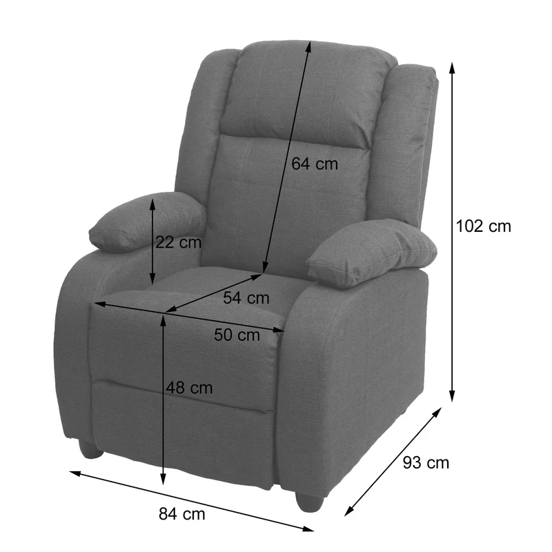 Fauteuil TV relaxation transat inclinable en tissu/textile gris foncé 04_0002012