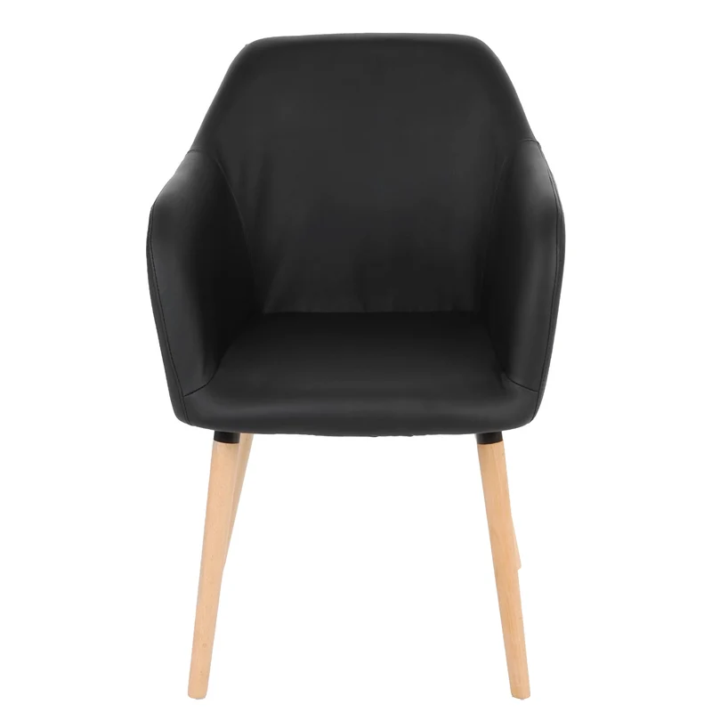 Chaise de salle à manger x1 design rétro en PVC noir pieds clairs 04_0002364