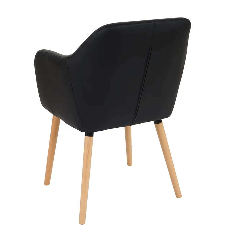 Chaise de salle à manger x1 design rétro en PVC noir pieds clairs 04_0002364