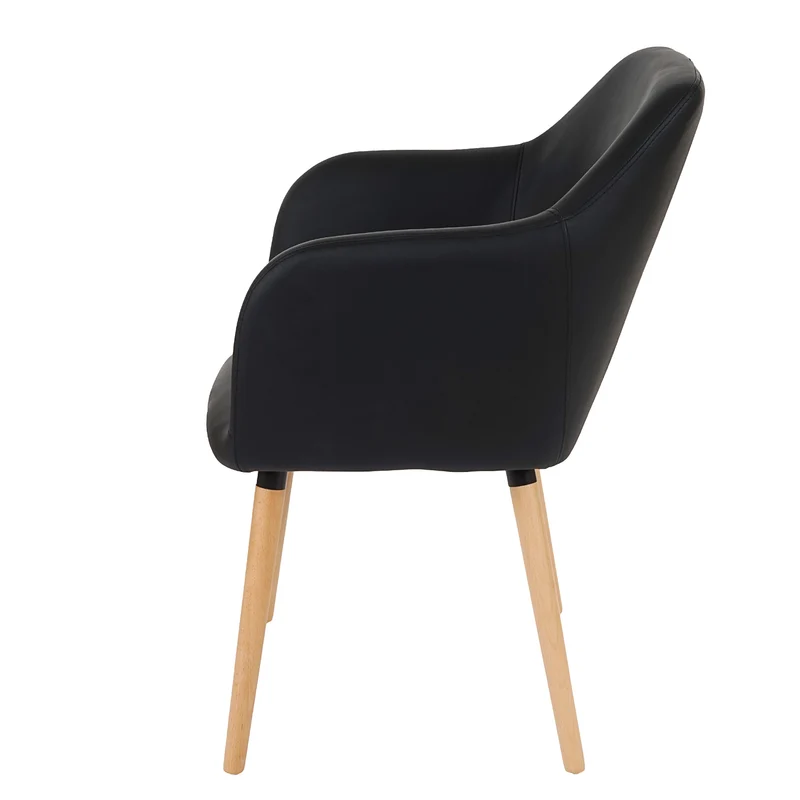 Chaise de salle à manger x1 design rétro en PVC noir pieds clairs 04_0002364