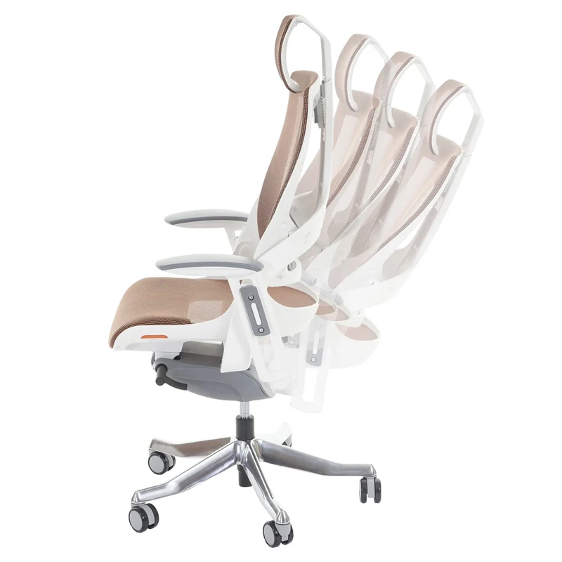 Fauteuil de bureau ergonomique pivotant inclinable avec appui-tête rembourrage/maille marron 04_0001895