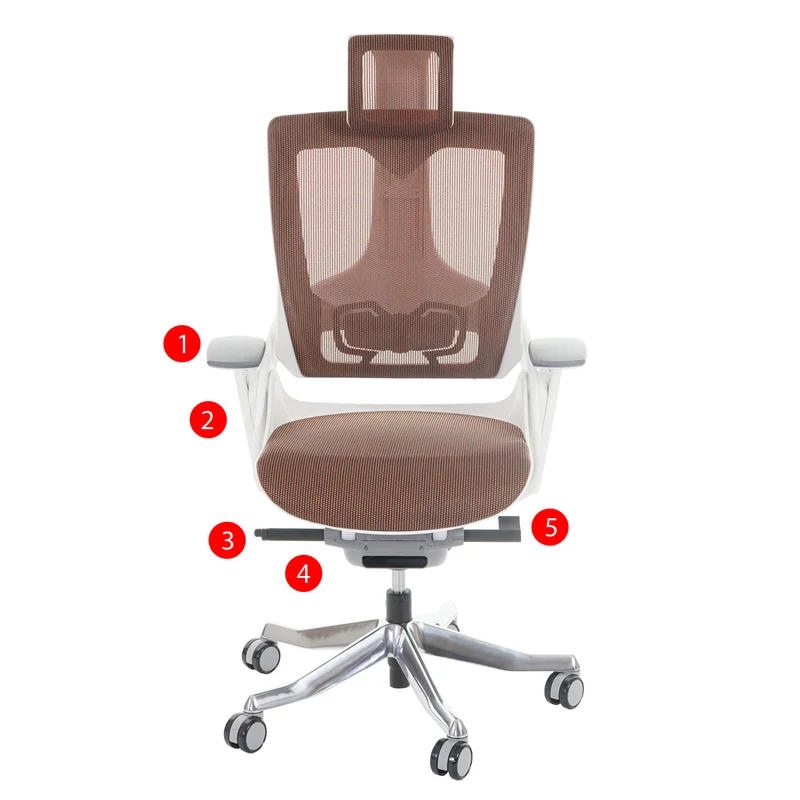Fauteuil de bureau ergonomique pivotant inclinable avec appui-tête rembourrage/maille marron 04_0001895