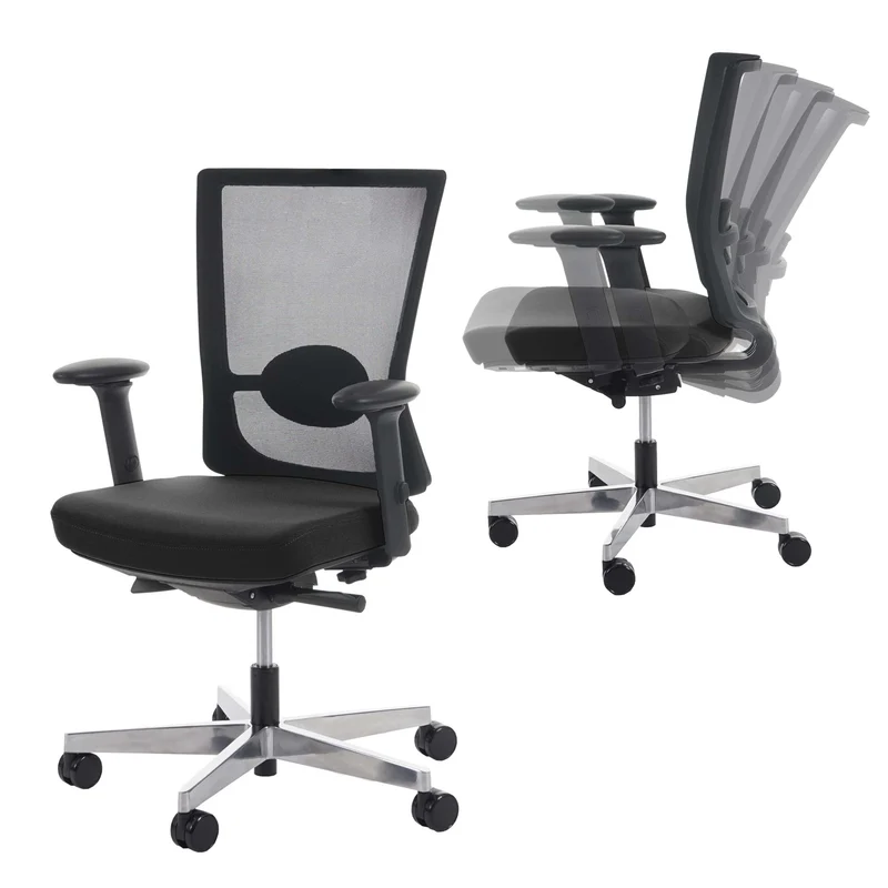 Chaise de bureau ergonomique fonction bascule avec accoudoirs en tissu mesh noir 04_0001889