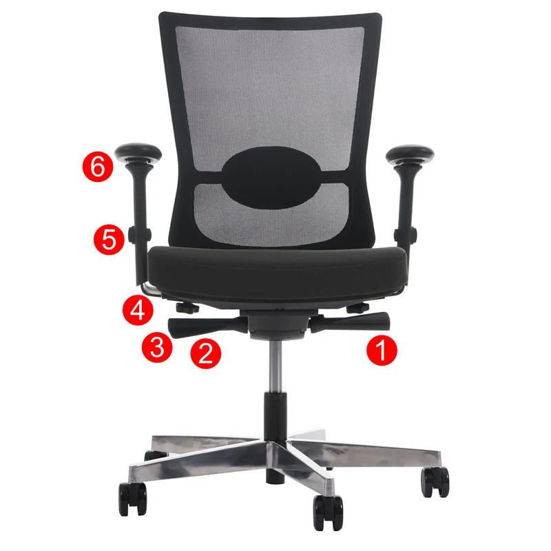 Chaise de bureau ergonomique fonction bascule avec accoudoirs en tissu mesh noir 04_0001889