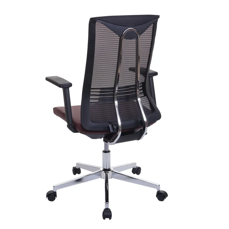 Chaise de bureau ergonomique pivotante avec accoudoirs en tissu mesh bordeaux-rouge 04_0001888
