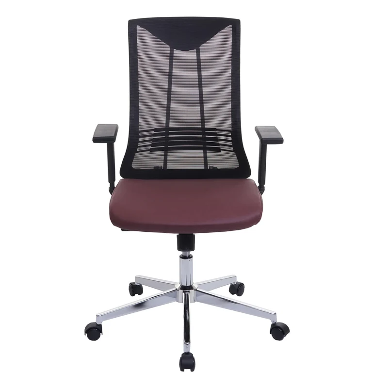 Chaise de bureau ergonomique pivotante avec accoudoirs en tissu mesh bordeaux-rouge 04_0001888