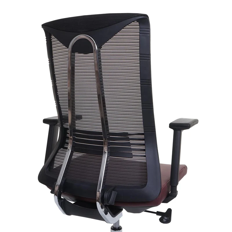 Chaise de bureau ergonomique pivotante avec accoudoirs en tissu mesh bordeaux-rouge 04_0001888